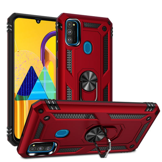 Hybrid PC TPU Kickstand Armor Phone Shell for Samsung Galaxy M30s / M21 - Red