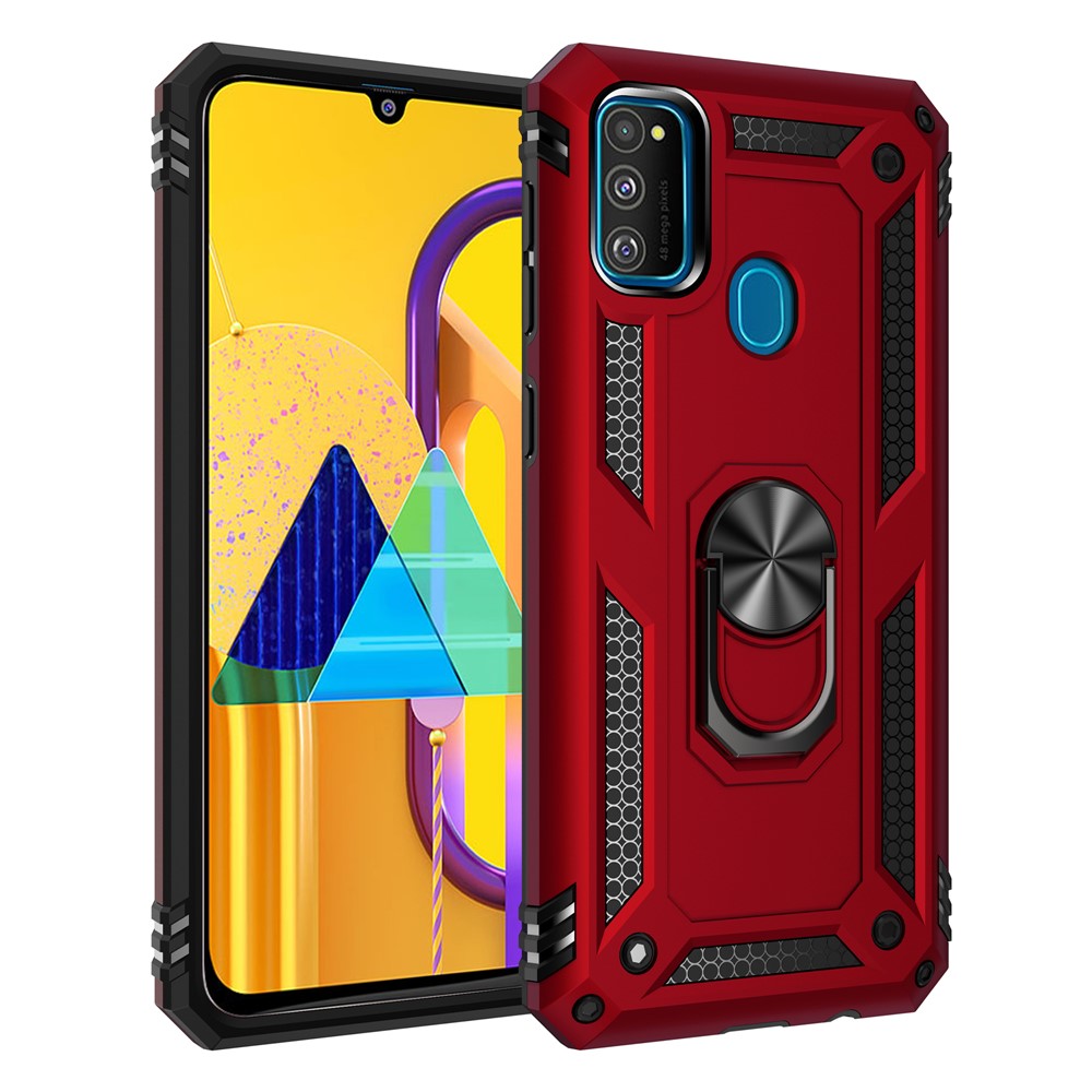 Hybrid PC TPU Kickstand Armor Phone Shell for Samsung Galaxy M30s / M21 - Red