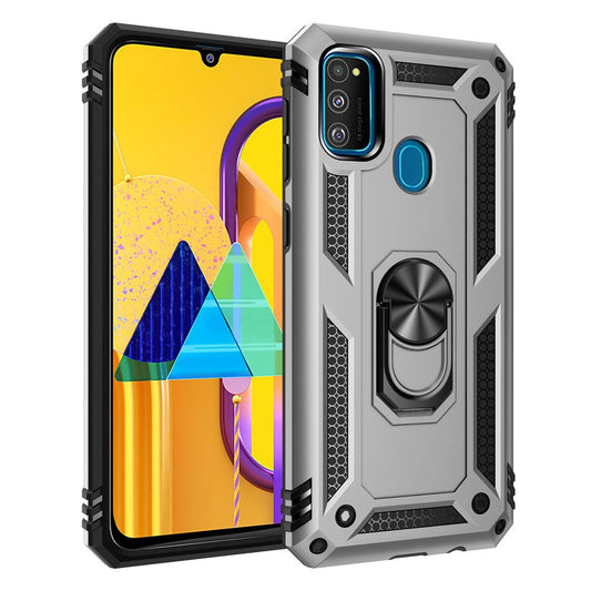 Hybrid PC TPU Kickstand Armor Phone Shell for Samsung Galaxy M30s / M21 - Silver