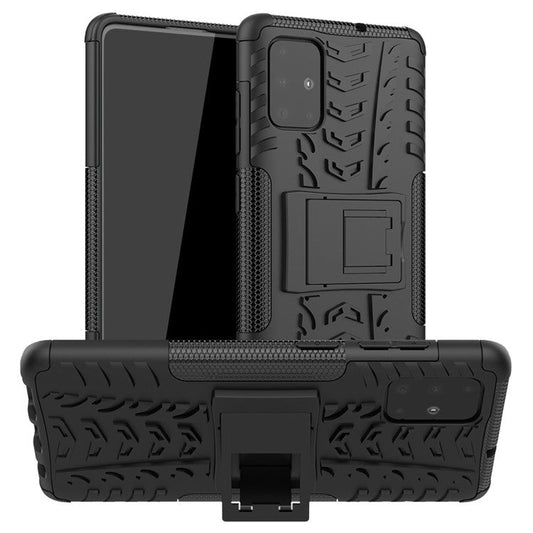 Anti-slip PC + TPU Hybrid Case with Kickstand for Samsung Galaxy A71 - Black