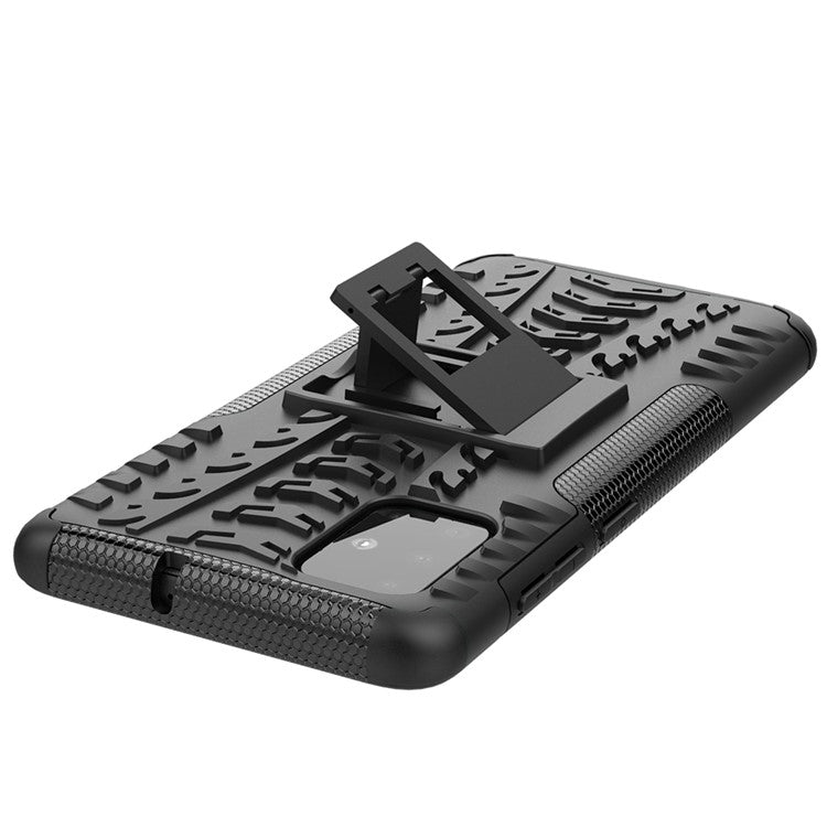 Anti-slip PC + TPU Hybrid Case with Kickstand for Samsung Galaxy A71 - Black