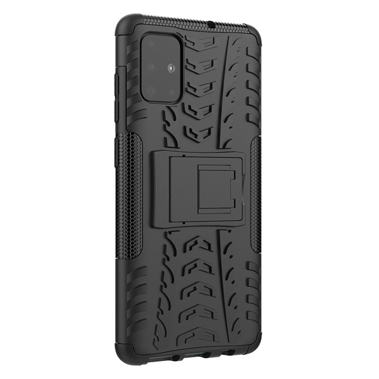 Anti-slip PC + TPU Hybrid Case with Kickstand for Samsung Galaxy A71 - Black