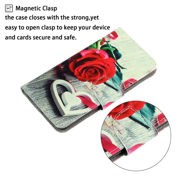 Pattern Printing Wallet Leather Protector Phone Shell Stand Case for Samsung Galaxy S20 Ultra - Rose