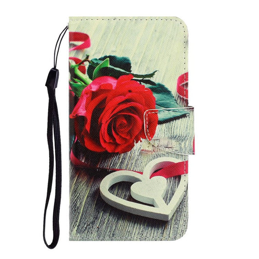 Pattern Printing PU Leather Wallet Phone Casing for Samsung Galaxy S20 Plus - Rose
