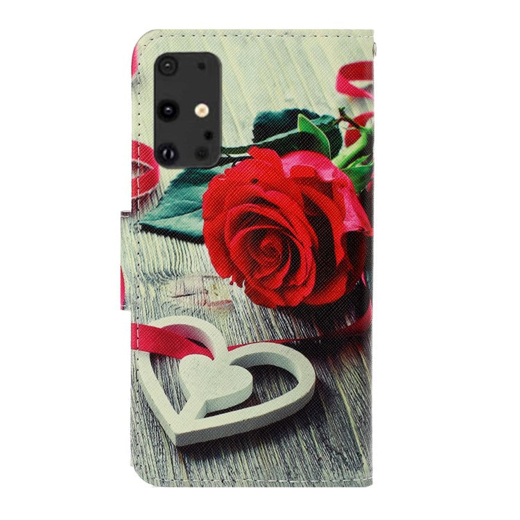 Pattern Printing PU Leather Wallet Phone Casing for Samsung Galaxy S20 Plus - Rose