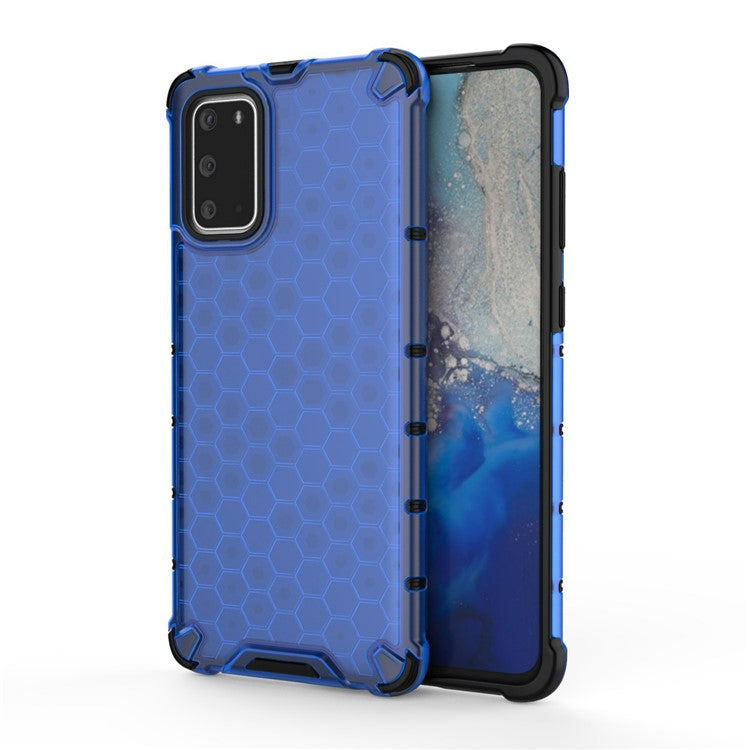 Honeycomb Pattern Shock-proof TPU + PC Combo Case for Samsung Galaxy S20 Plus - Blue