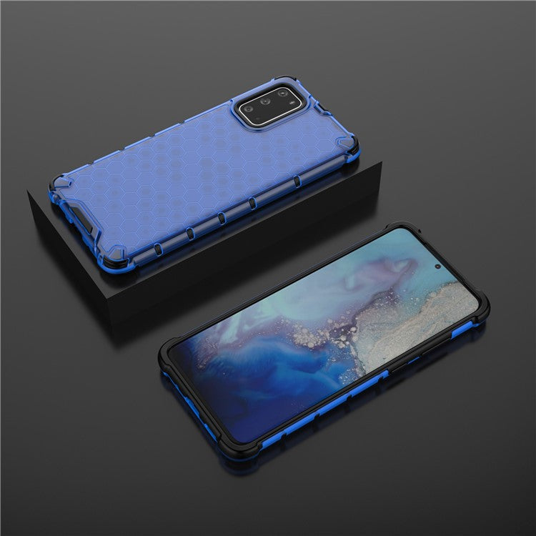 Honeycomb Pattern Shock-proof TPU + PC Combo Case for Samsung Galaxy S20 Plus - Blue