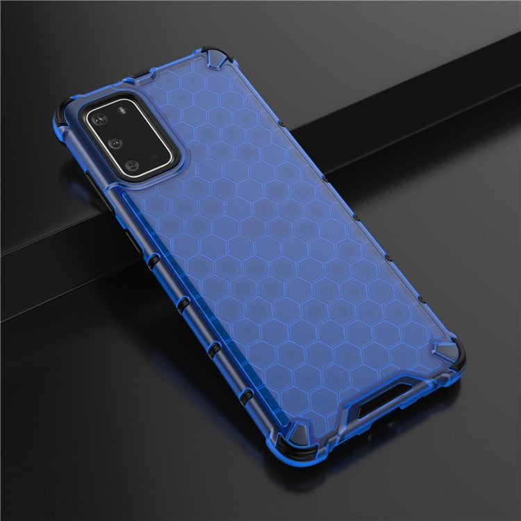 Honeycomb Pattern Shock-proof TPU + PC Combo Case for Samsung Galaxy S20 Plus - Blue