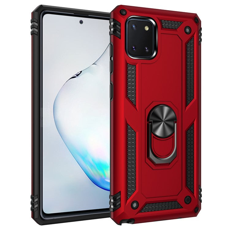 PC TPU Combo Kickstand Armor Cell Phone Cover for Samsung Galaxy A81/Note 10 Lite/M60S - Red