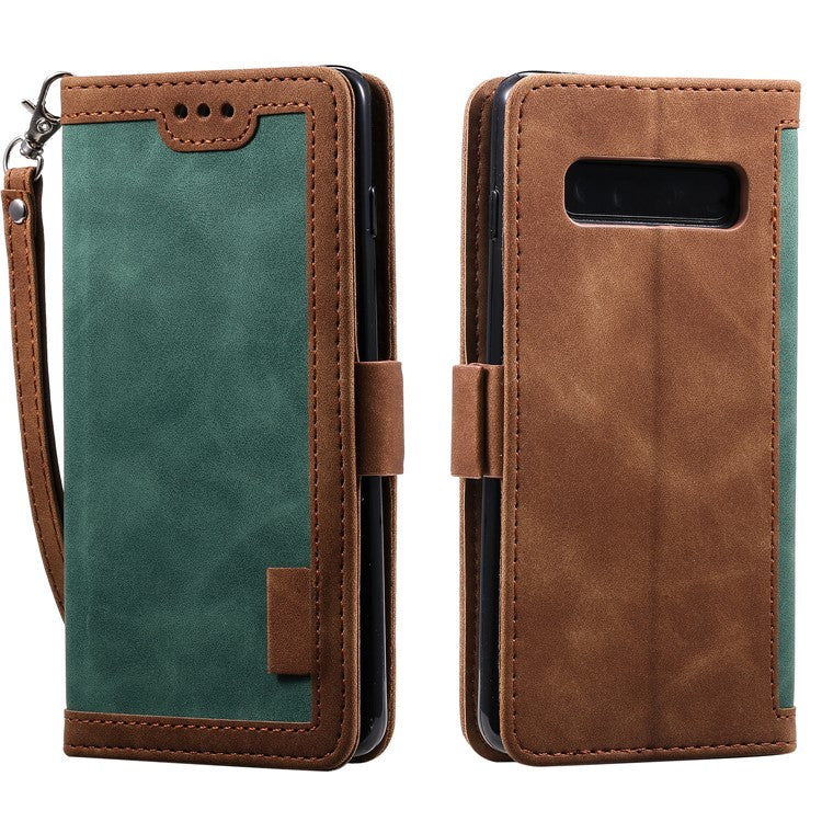 Retro Splicing Leather Shell for Samsung Galaxy S10e - Green