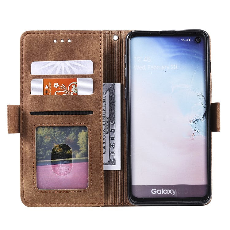 Retro Splicing Leather Shell for Samsung Galaxy S10e - Green