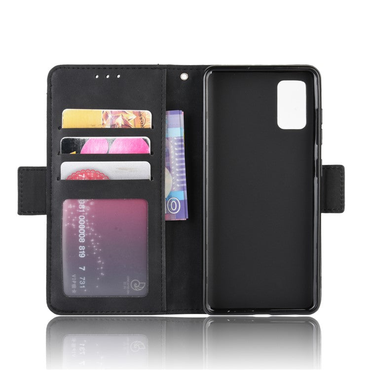 Wallet Stand Flip Leather Phone Cover for Samsung Galaxy A41 Cell Phone Accessory - Black