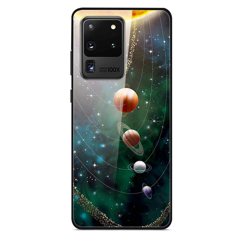 Pattern Printing Glass + TPU + PC Combo Casing Cover for Samsung Galaxy S20 Ultra - Planets