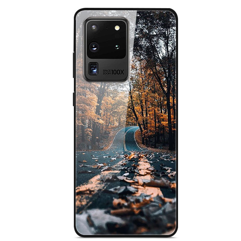 Pattern Printing Glass + TPU + PC Combo Casing Cover for Samsung Galaxy S20 Ultra - Forest Road