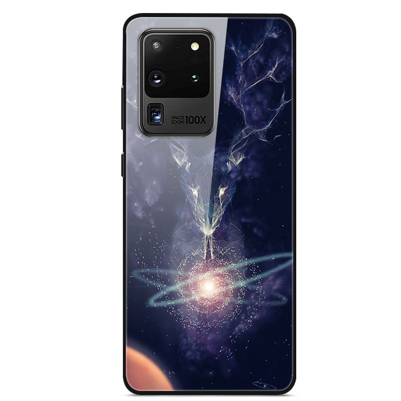 Pattern Printing Glass + TPU + PC Combo Casing Cover for Samsung Galaxy S20 Ultra - Lightning Deer