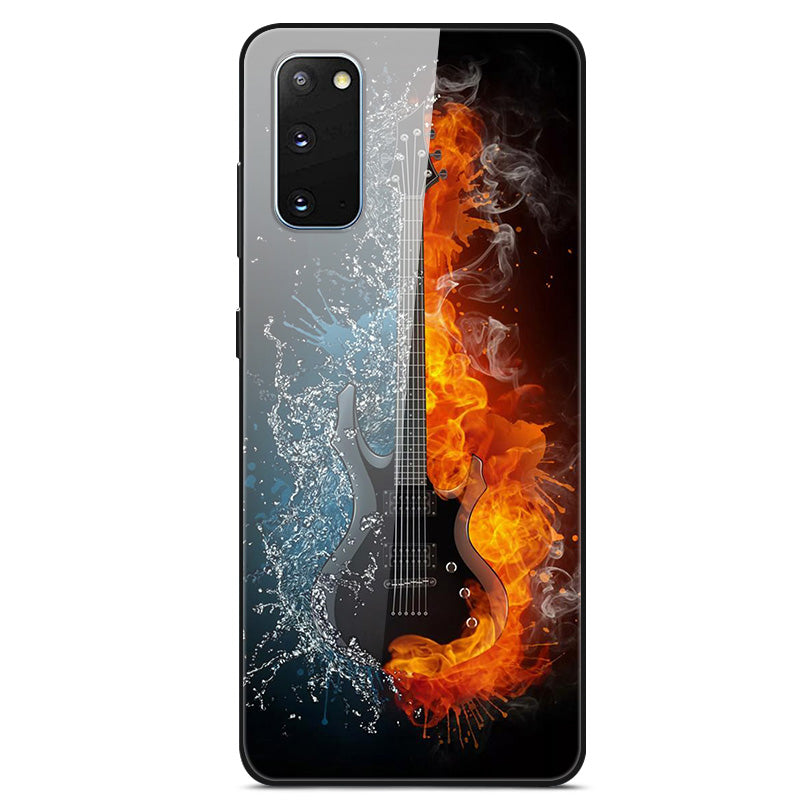 Pattern Printing Glass Back + TPU Hybrid Protective Case for Samsung Galaxy S20 4G/S20 5G - Guitar