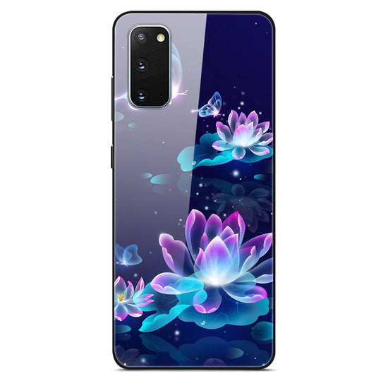 Pattern Printing Glass Back + TPU Hybrid Protective Case for Samsung Galaxy S20 4G/S20 5G - Lotus