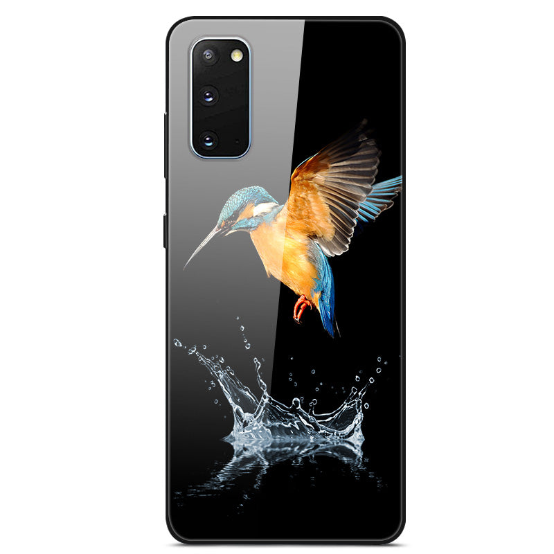 Pattern Printing Glass Back + TPU Hybrid Protective Case for Samsung Galaxy S20 4G/S20 5G - Bird