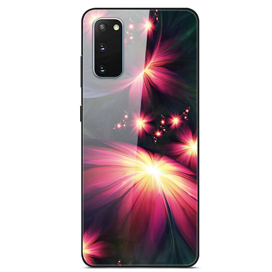 Pattern Printing Glass Back + TPU Hybrid Protective Case for Samsung Galaxy S20 4G/S20 5G - Flower