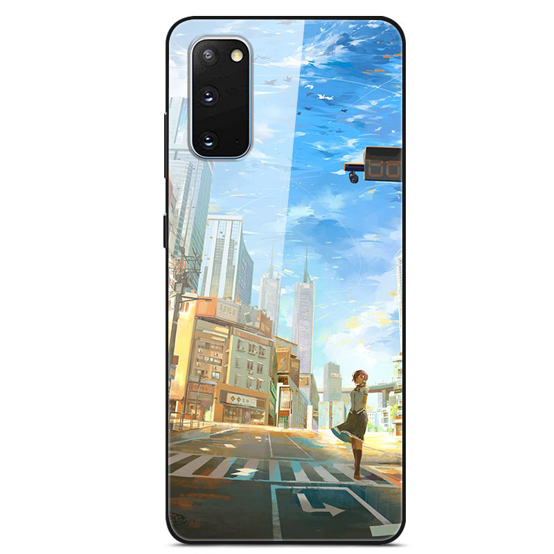 Pattern Printing Glass Back + TPU Hybrid Protective Case for Samsung Galaxy S20 4G/S20 5G - A Girl On The Street