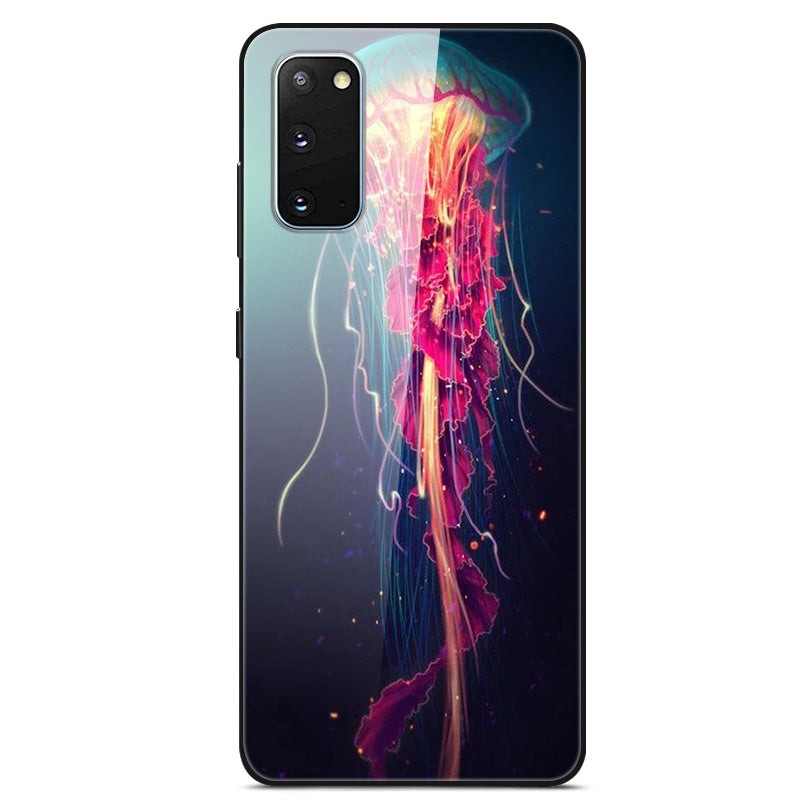 Pattern Printing Glass Back + TPU Hybrid Protective Case for Samsung Galaxy S20 4G/S20 5G - Jelly Fish