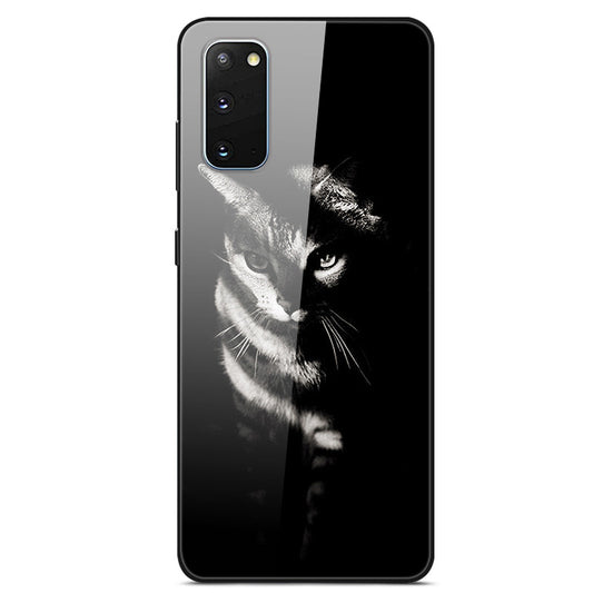 Pattern Printing Glass Back + TPU Hybrid Protective Case for Samsung Galaxy S20 4G/S20 5G - Cat