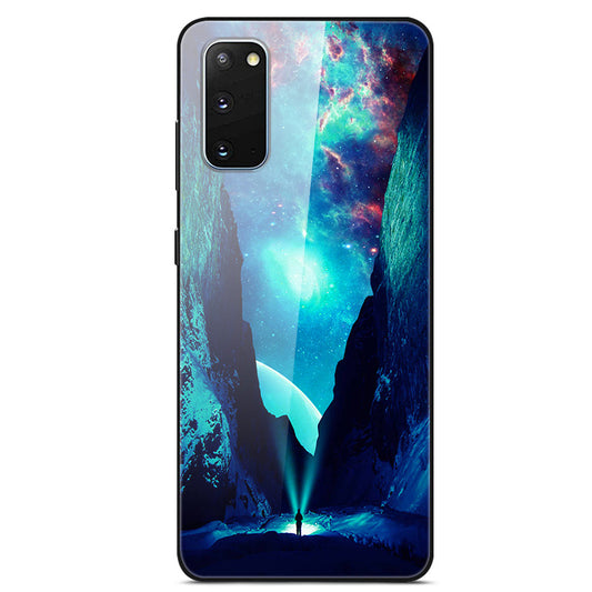Pattern Printing Glass Back + TPU Hybrid Protective Case for Samsung Galaxy S20 4G/S20 5G - Mysterious Sky