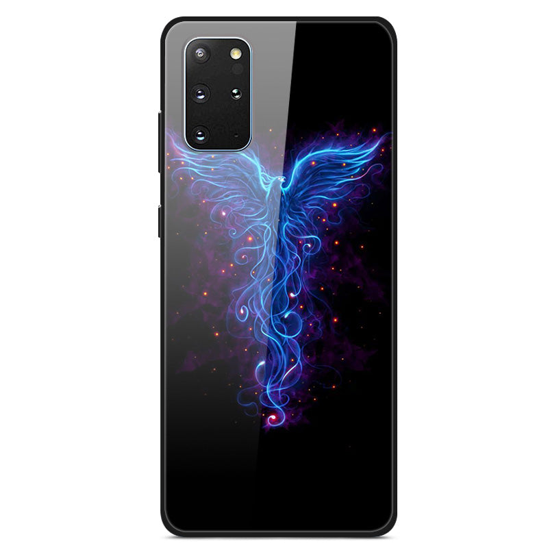 Pattern Printing Tempered Glass + PC + TPU Protector Cover for Samsung Galaxy S20 Plus - Blue Phoenix