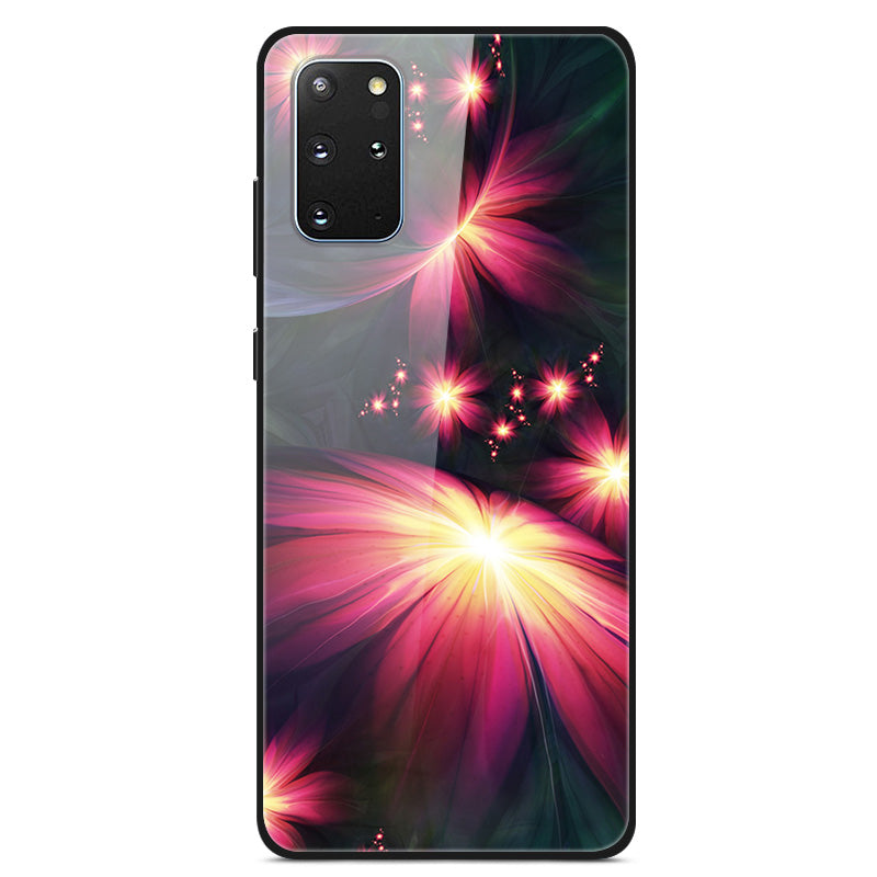 Pattern Printing Tempered Glass + PC + TPU Protector Cover for Samsung Galaxy S20 Plus - Flower