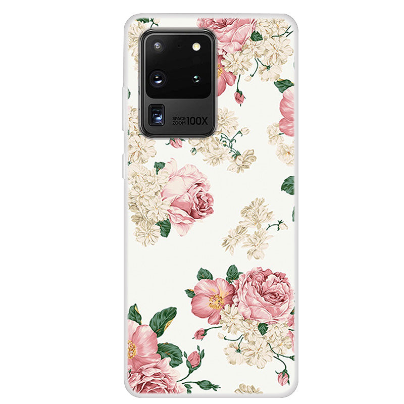 Pattern Printing Soft TPU Shell Phone Cover for Samsung Galaxy S20 Ultra - Plum Blossom