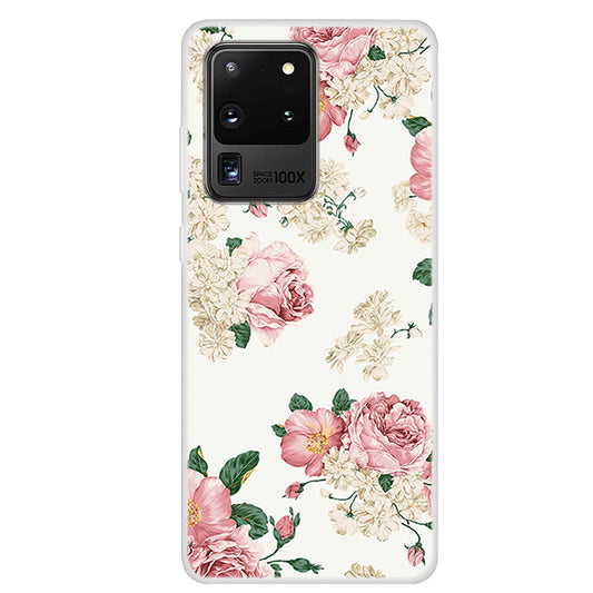 Pattern Printing Soft TPU Shell Phone Cover for Samsung Galaxy S20 Ultra - Plum Blossom