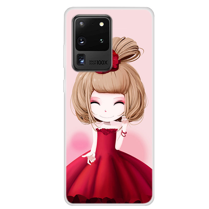Pattern Printing Soft TPU Shell Phone Cover for Samsung Galaxy S20 Ultra - Cute Girl