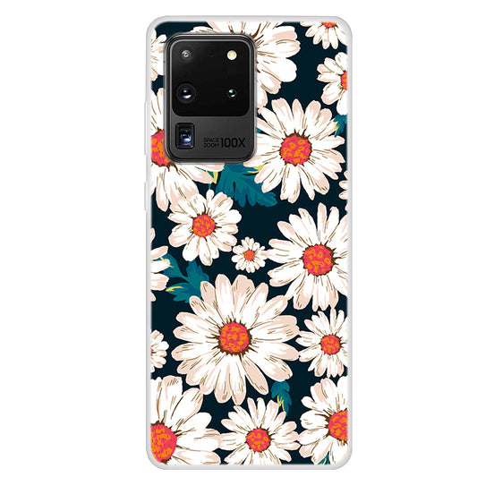 Pattern Printing Soft TPU Shell Phone Cover for Samsung Galaxy S20 Ultra - White Flower