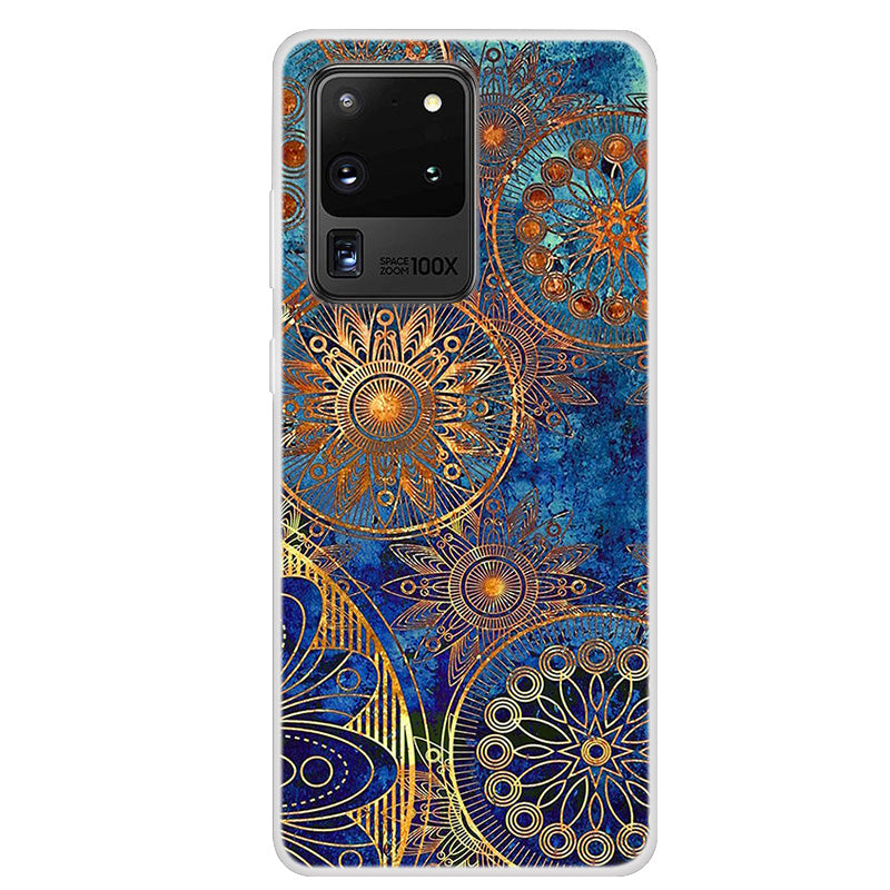 Pattern Printing Soft TPU Shell Phone Cover for Samsung Galaxy S20 Ultra - Gold Pattern