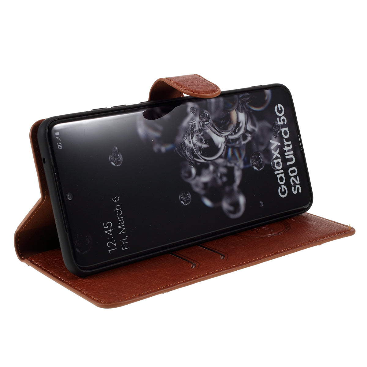 KAIYUE Wallet Leather Stand Case for Samsung Galaxy S20 Ultra - Brown