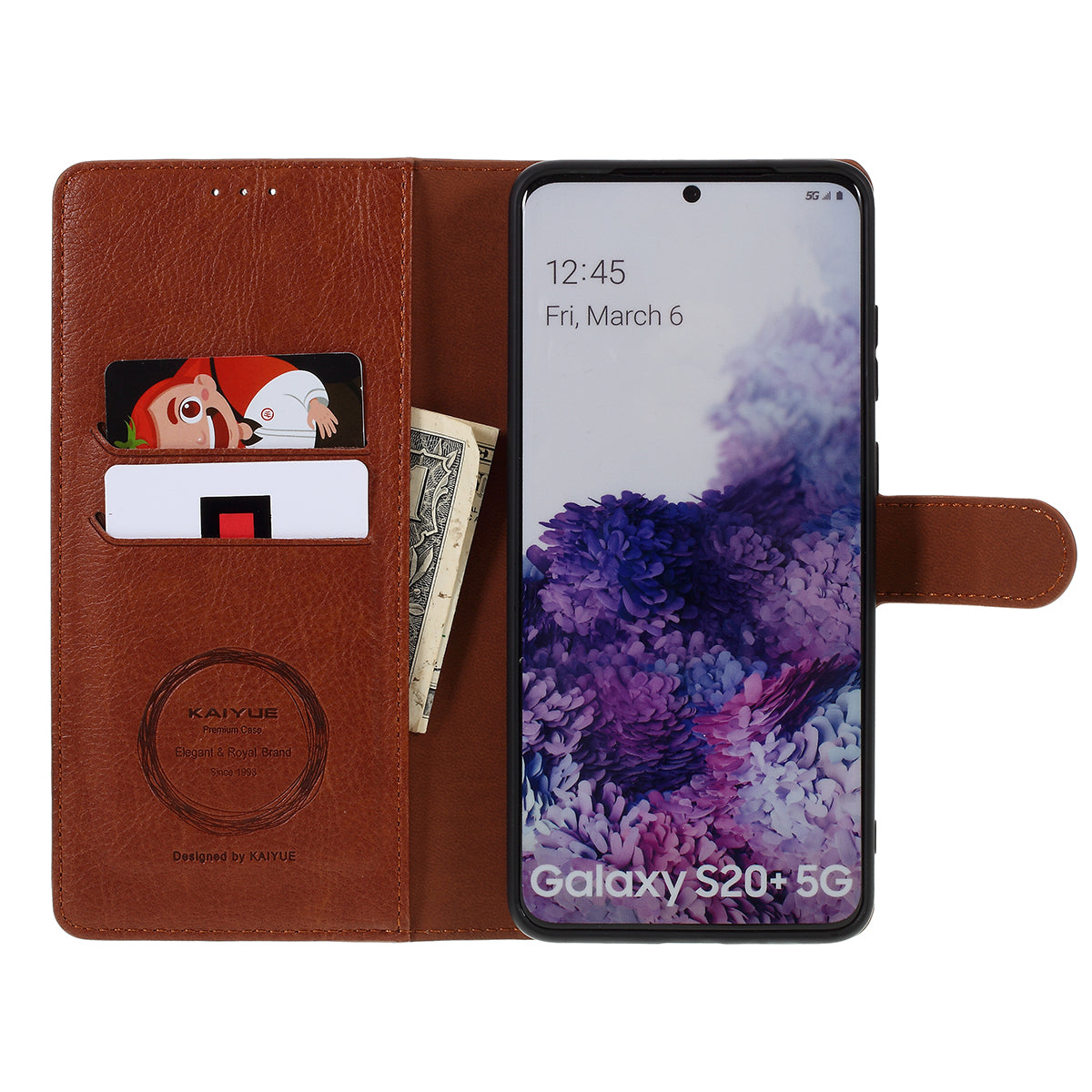 KAIYUE Magnetic Leather Stand Case for Samsung Galaxy S20 Plus - Brown