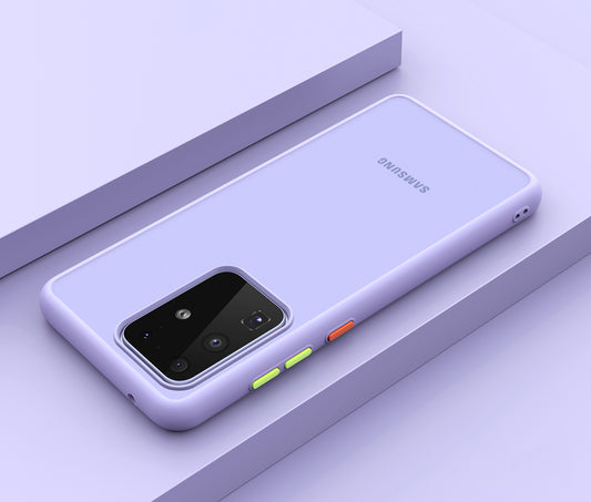 Matte Skin Plastic+TPU Phone Case for Samsung Galaxy S20 Ultra - Purple