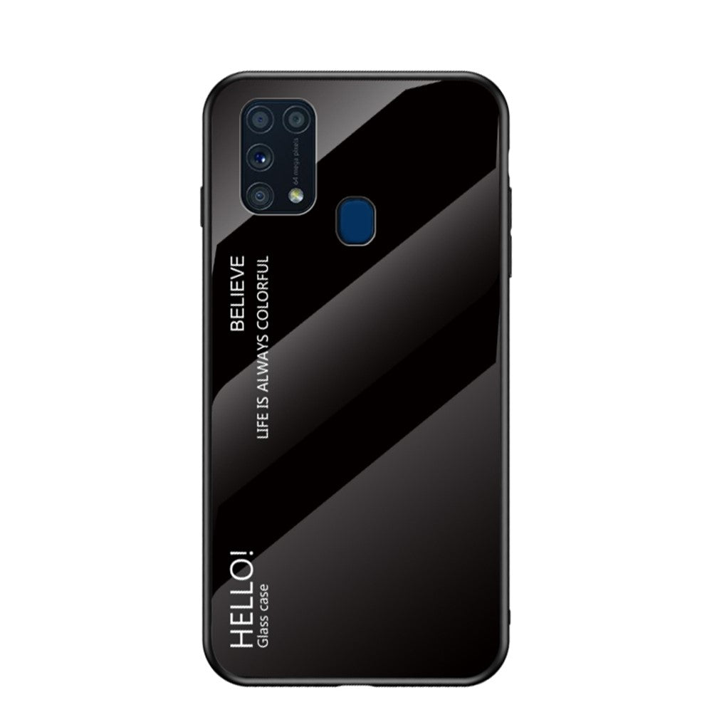 Gradient Color Tempered Glass + PC + TPU Hybrid Case for Samsung Galaxy M31 - Black