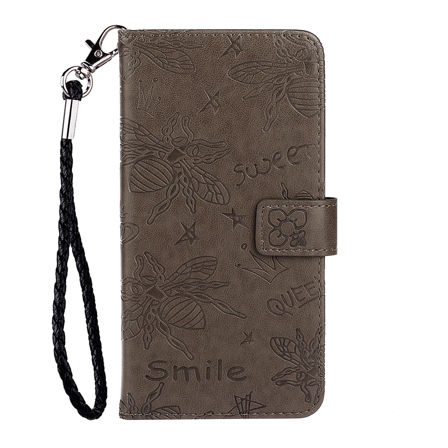 Imprint Bee TPU+PU Leather Wallet Case for Samsung Galaxy S20 Plus - Brown