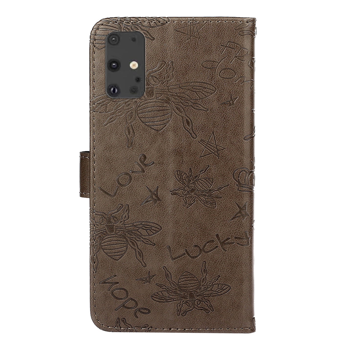 Imprint Bee TPU+PU Leather Wallet Phone Case for Samsung Galaxy S20 4G/S20 5G - Brown