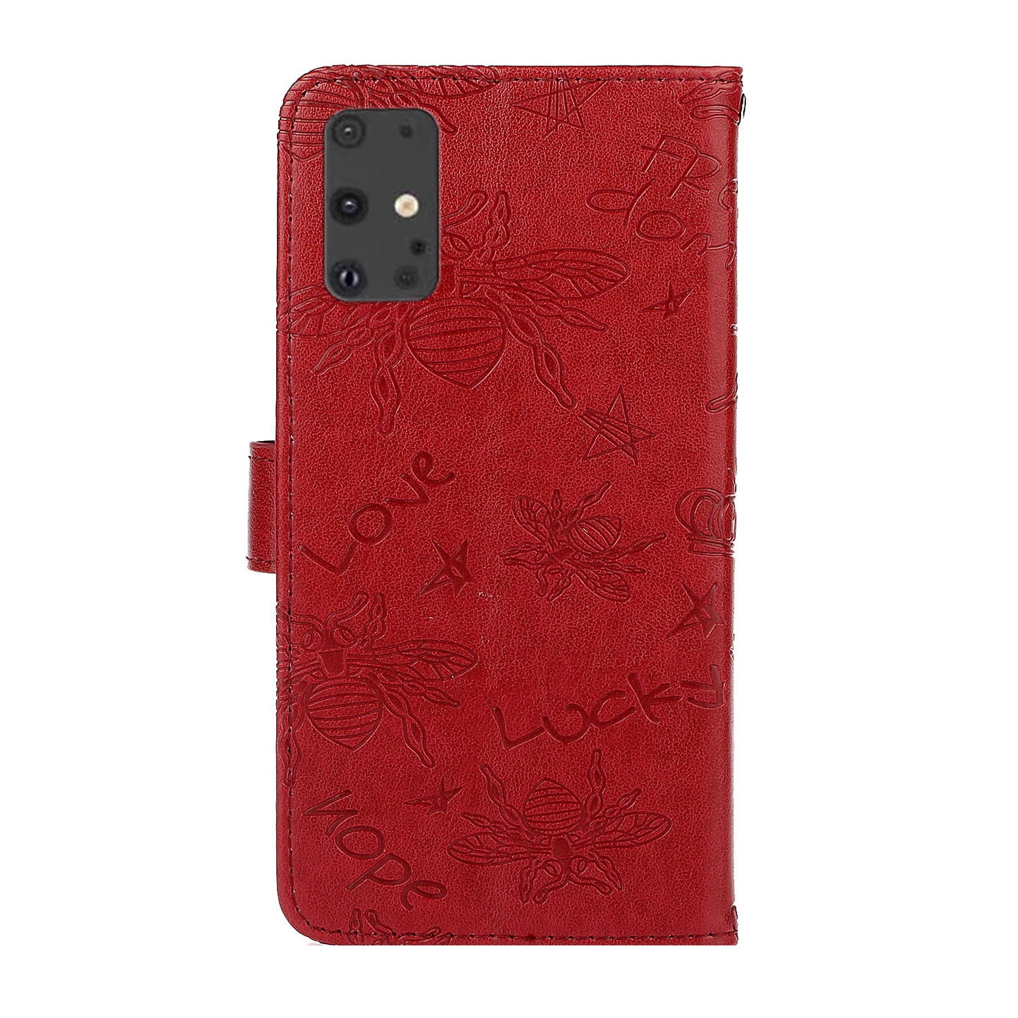 Imprint Bee TPU+PU Leather Wallet Phone Case for Samsung Galaxy S20 4G/S20 5G - Red