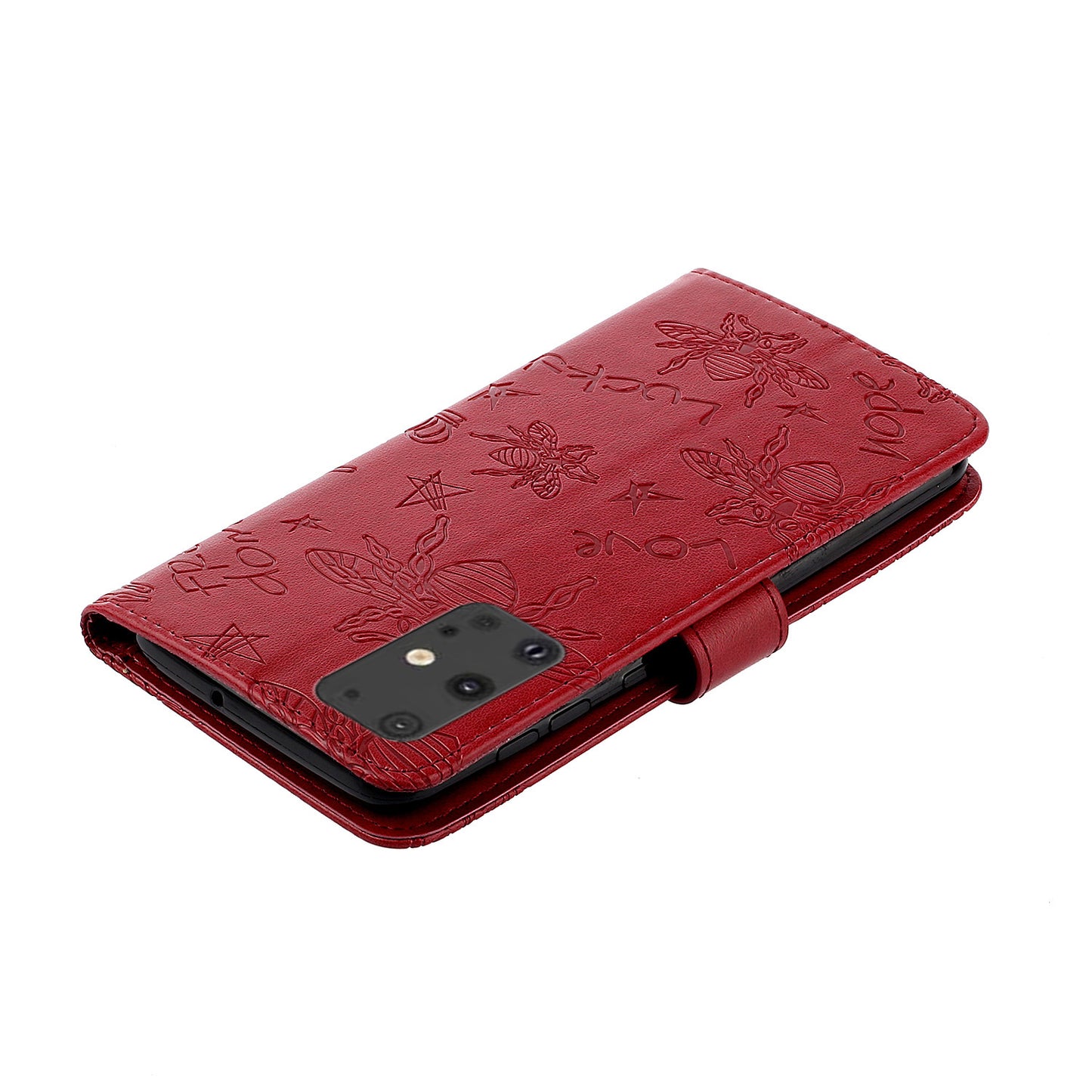 Imprint Bee TPU+PU Leather Wallet Phone Case for Samsung Galaxy S20 4G/S20 5G - Red