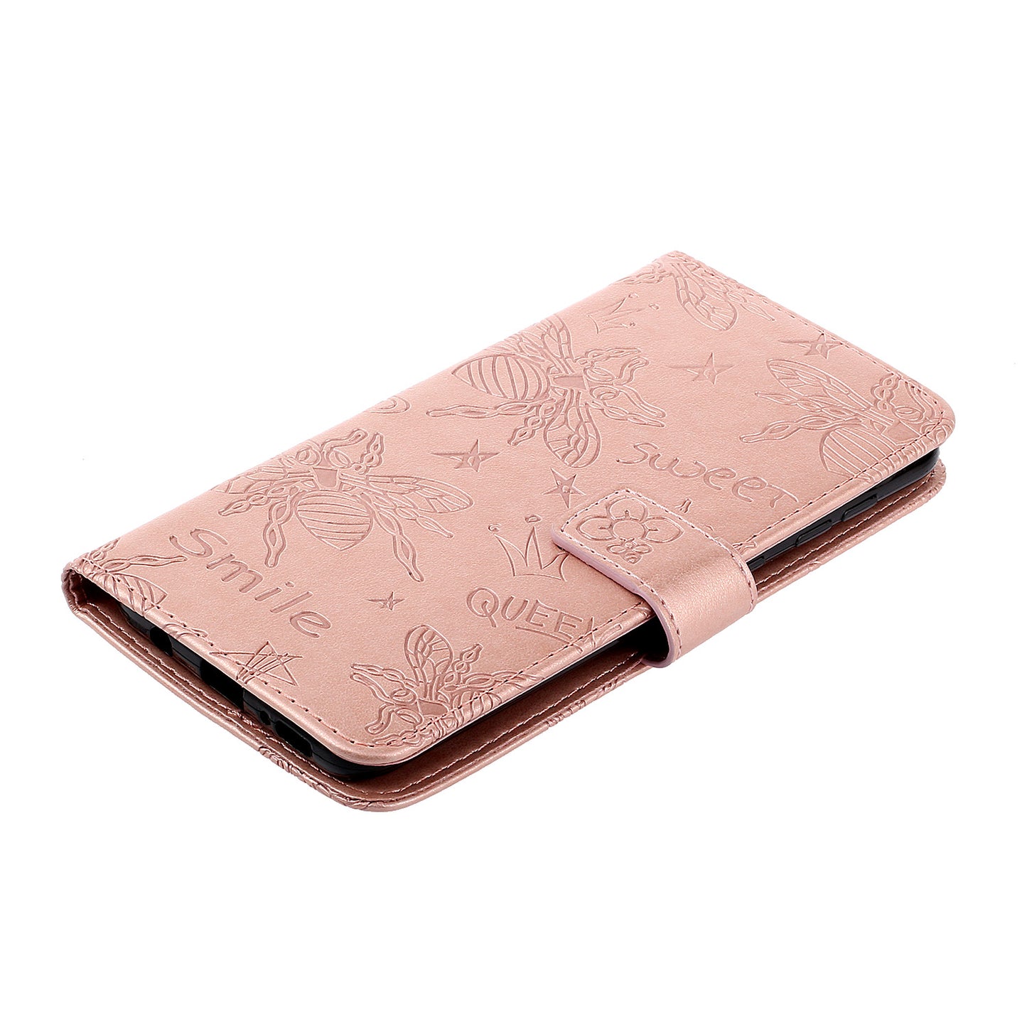 Imprint Bee TPU+PU Leather Wallet Phone Case for Samsung Galaxy S20 4G/S20 5G - Rose Gold