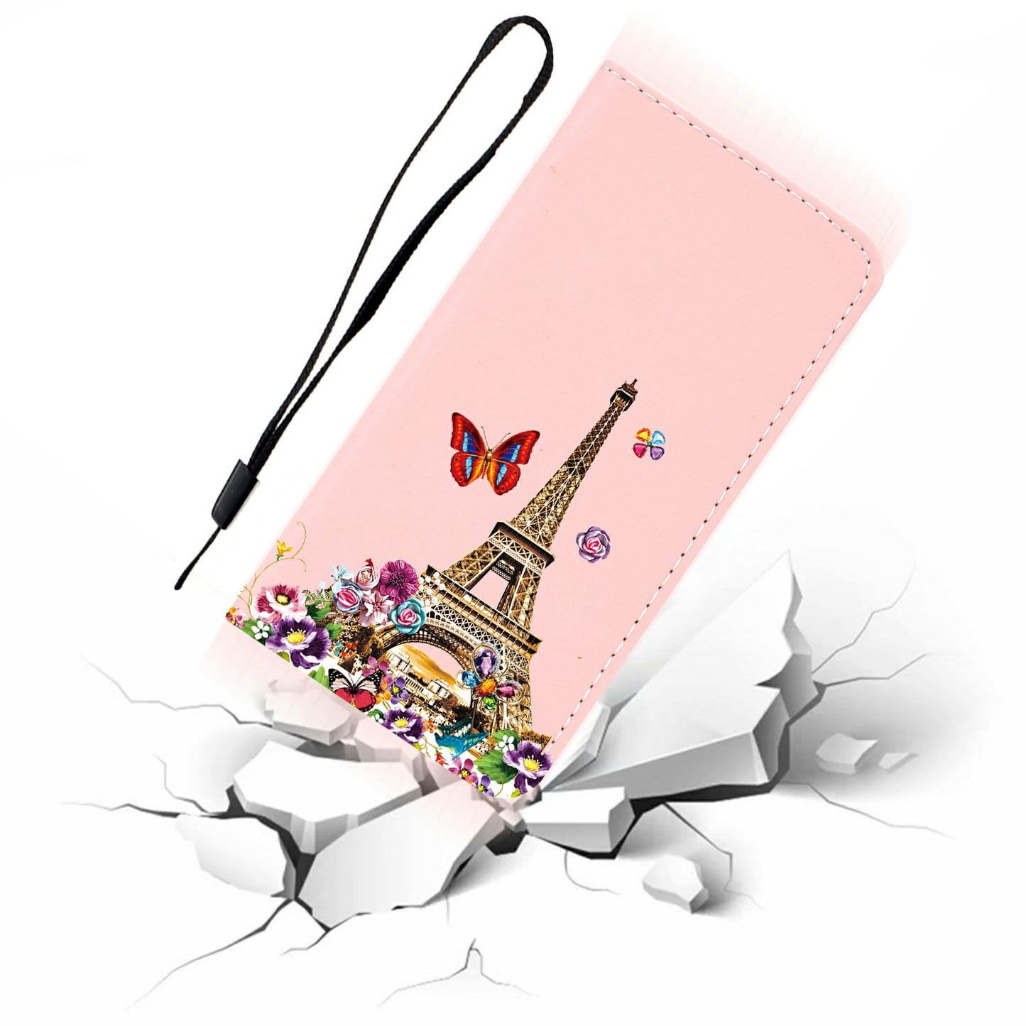 Pattern Printing Leather Cover Stand Stylish Phone Casing for Samsung Galaxy S20 4G/S20 5G - Eiffel Tower