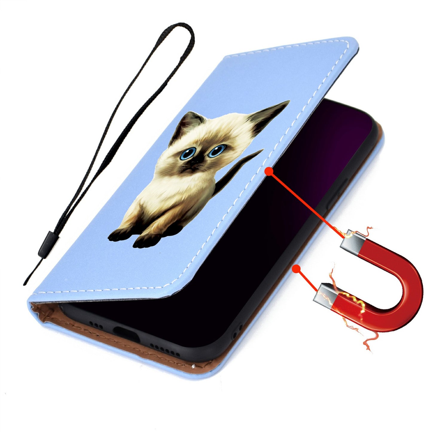Pattern Printing Leather Cover Stand Stylish Phone Casing for Samsung Galaxy S20 4G/S20 5G - Cat