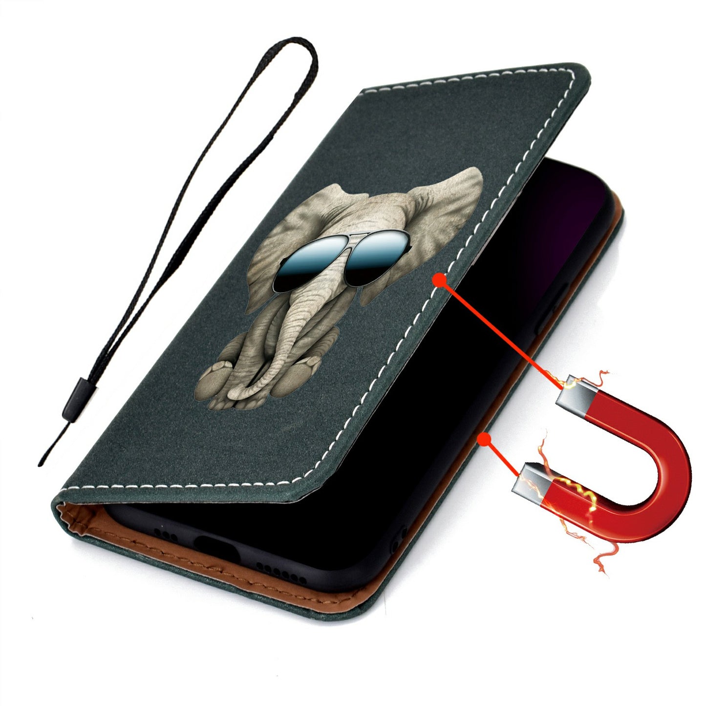 Pattern Printing Leather Shell Stand Case with Card Slots for Samsung Galaxy S20 Plus/S20 Plus 5G - Elephant