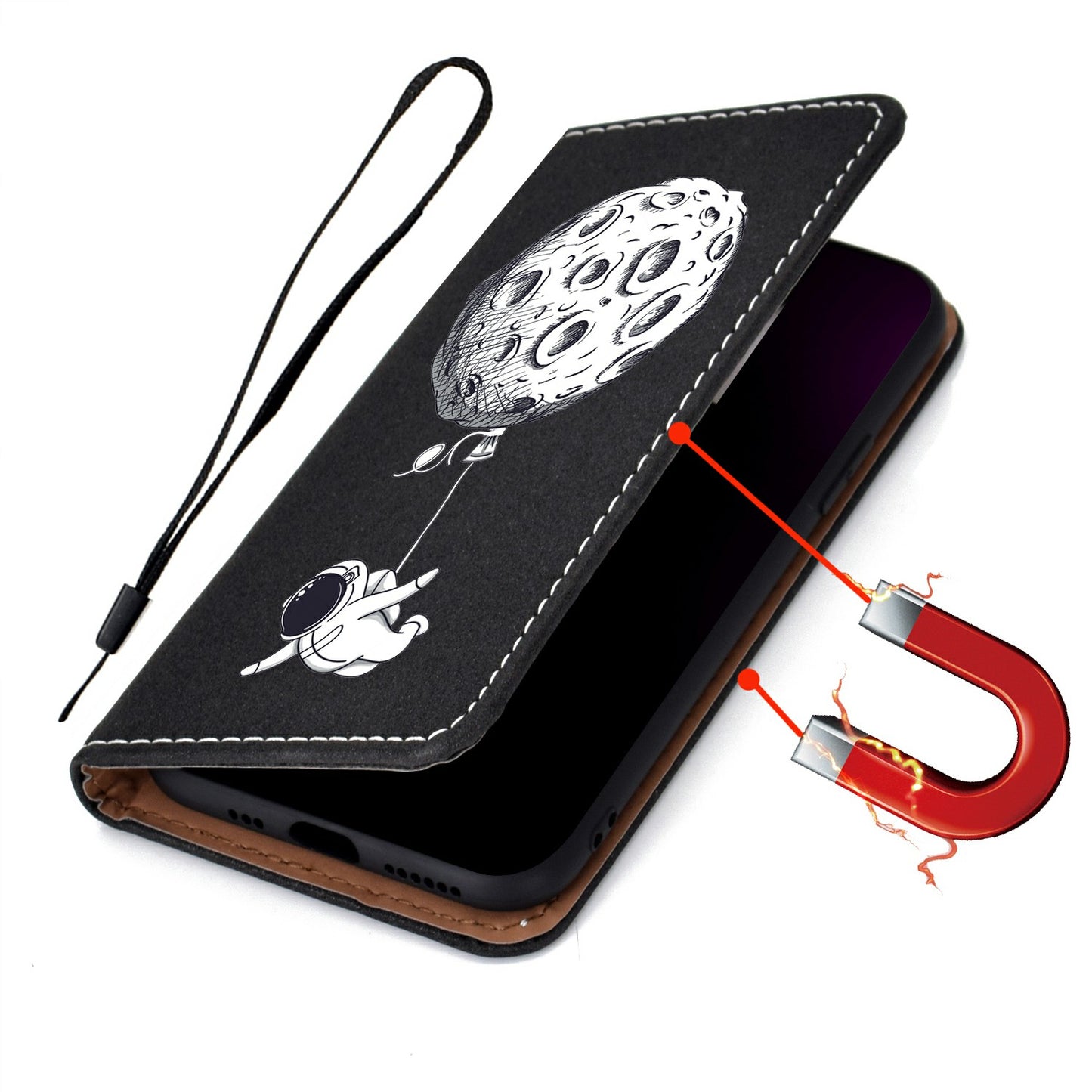 Pattern Printing Leather Shell Stand Case with Card Slots for Samsung Galaxy S20 Plus/S20 Plus 5G - Spaceman