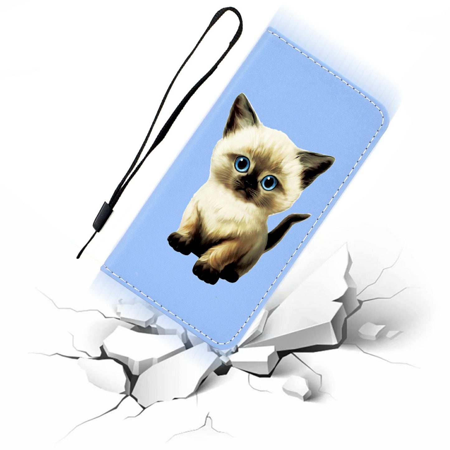 Pattern Printing Leather Shell Stand Case with Card Slots for Samsung Galaxy S20 Plus/S20 Plus 5G - Cat
