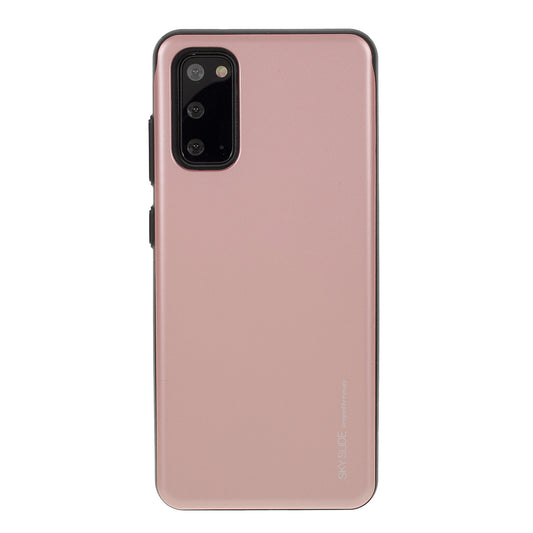 MERCURY GOOSPERY Sky Series Card Holder Slide PC TPU Hybrid Case for Samsung Galaxy S20 4G/S20 5G - Rose Gold