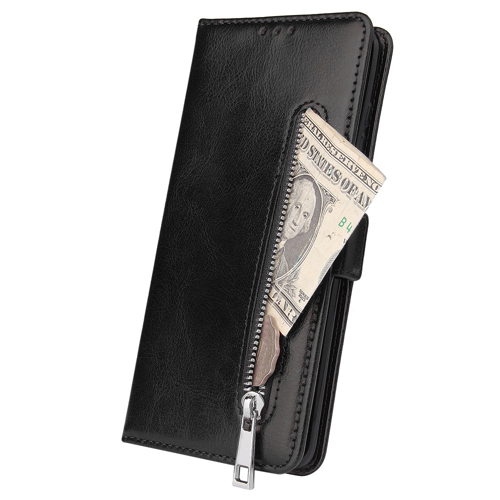 For Samsung Galaxy S20 Plus / S20 Plus 5G Magnetic Absorbed Zipper Leather Shell - Black